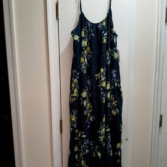 Time and tru navy lemon print maxi dress sz XXL (20) - Picture 1 of 10
